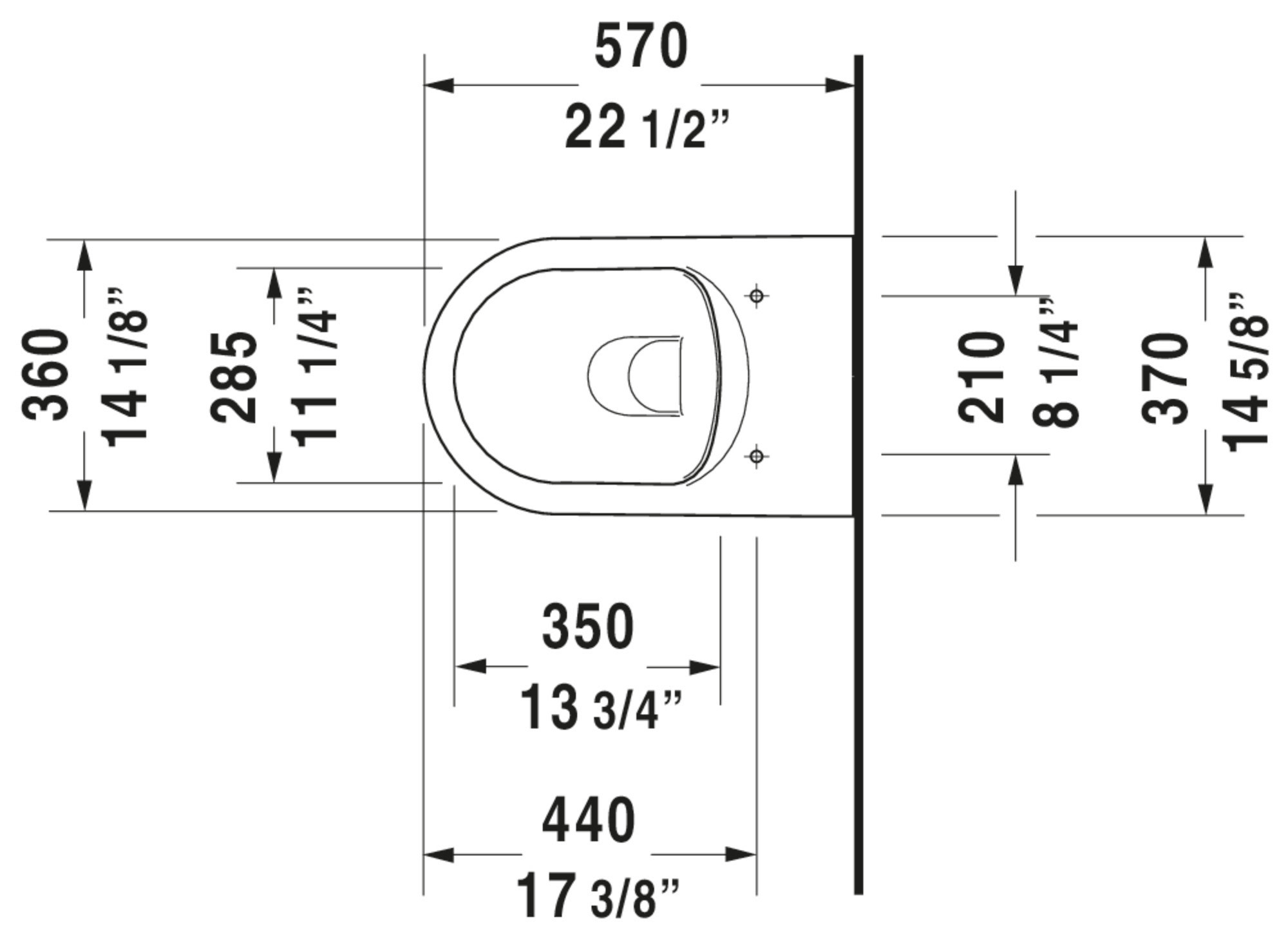 Duravit ME by Starck Dual Flush One-Piece Wall Mounted Rimless 