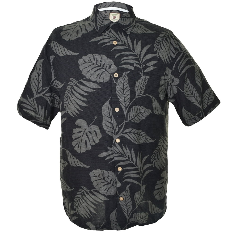Jamaica Jaxx Jamaica Jaxx Mens Silk Hawaiian Aloha Shirt (Black, Medium)