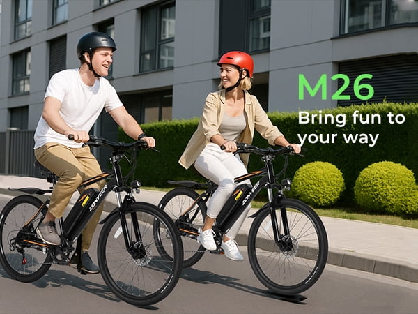 DYU 26" Electric Bike for Adults, 36V/10AH Removable Battery, Peak 750W Brushless Motor, 50 Miles Commuting Range, Front Fork Suspension, Shimano 7 Speed, UL2849