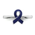 thumbnail image 4 of 925 Sterling Silver Stackable Expressions Blue Enameled Awareness Ribbon Ring Size: 7; for Adults and Teens; for Women and Men, 4 of 5