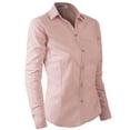thumbnail image 3 of Doublju Women's Long Sleeve Slim Fit Button Down Dress Shirt (Plus Size Available), 3 of 5