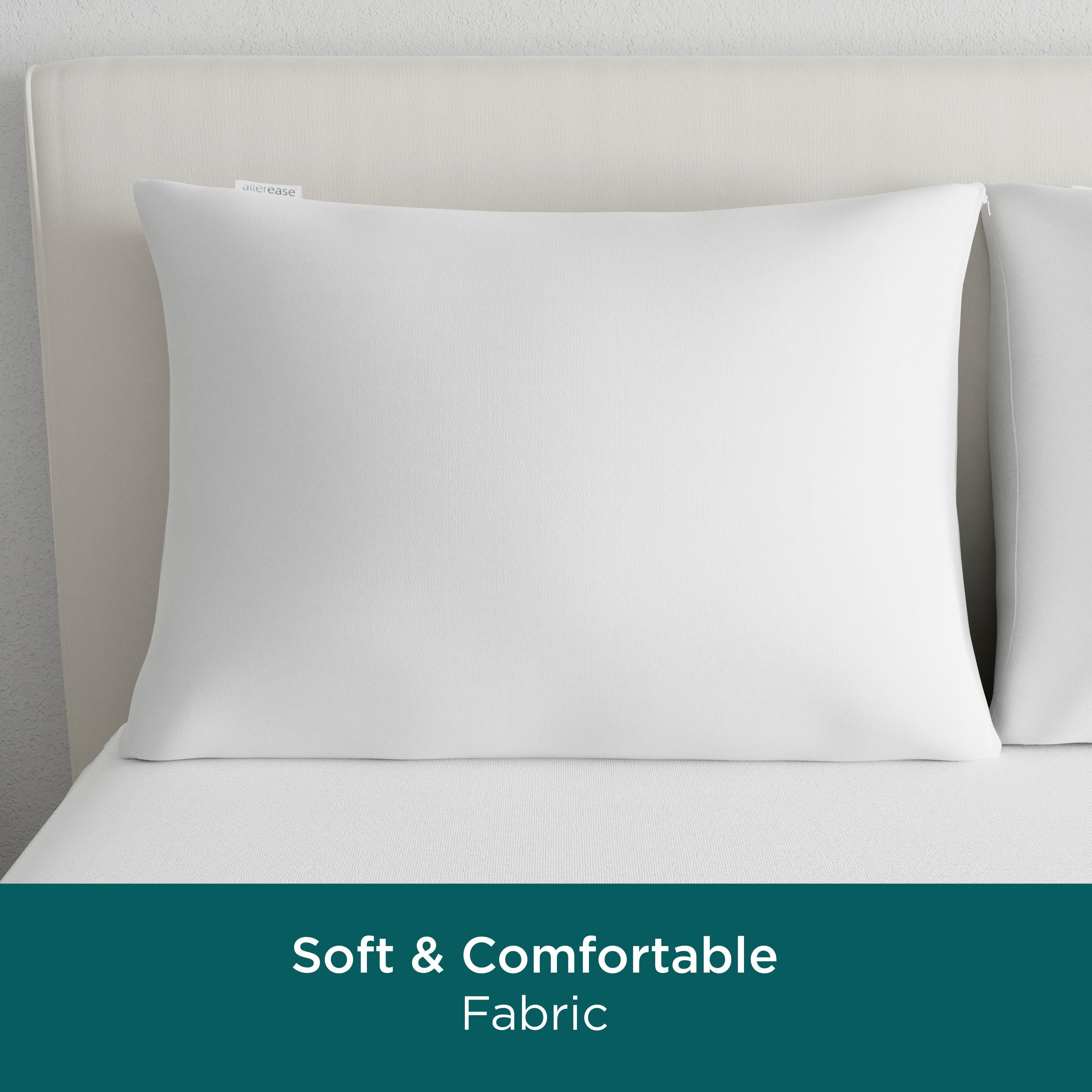AllerEase CleanBoost Soft & Clean Pillow Cover Protector, Standard/Queen - Zippered (4 Count)