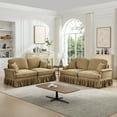 thumbnail image 2 of Newest Classic 2 Piece Modular Couch Living Room Sofa Set, Flared Arms, Removable Ruffles Pleats Skirts, Spindle Legs,2 Seater Sofa + 2-Seat Loveseat Sofa Sets for Living Room,Light Coffee, 2 of 19