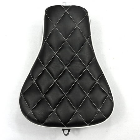 HTT Motorcycle Black Custom Front Solo Driver Diamond Stitch Style Leather Seat For 2010 2011 2012 2013 2014 2015 Harley Davidson XL1200X X48