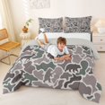 thumbnail image 3 of Manfei Safari Animal Print Full Size Comforter Sets,Vintage Camouflage Bedding Comforter Set,Gray Brown,Light Gray Reversible,3pcs,1 Comforter and 2 Pillowcases, 3 of 7