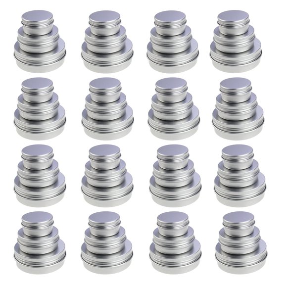 LJY 48 Pcs Boîtes Rondes en Aluminium Couvercle à Vis Boîtes Métalliques Bocaux Vides Glissières (Tailles Mixtes)