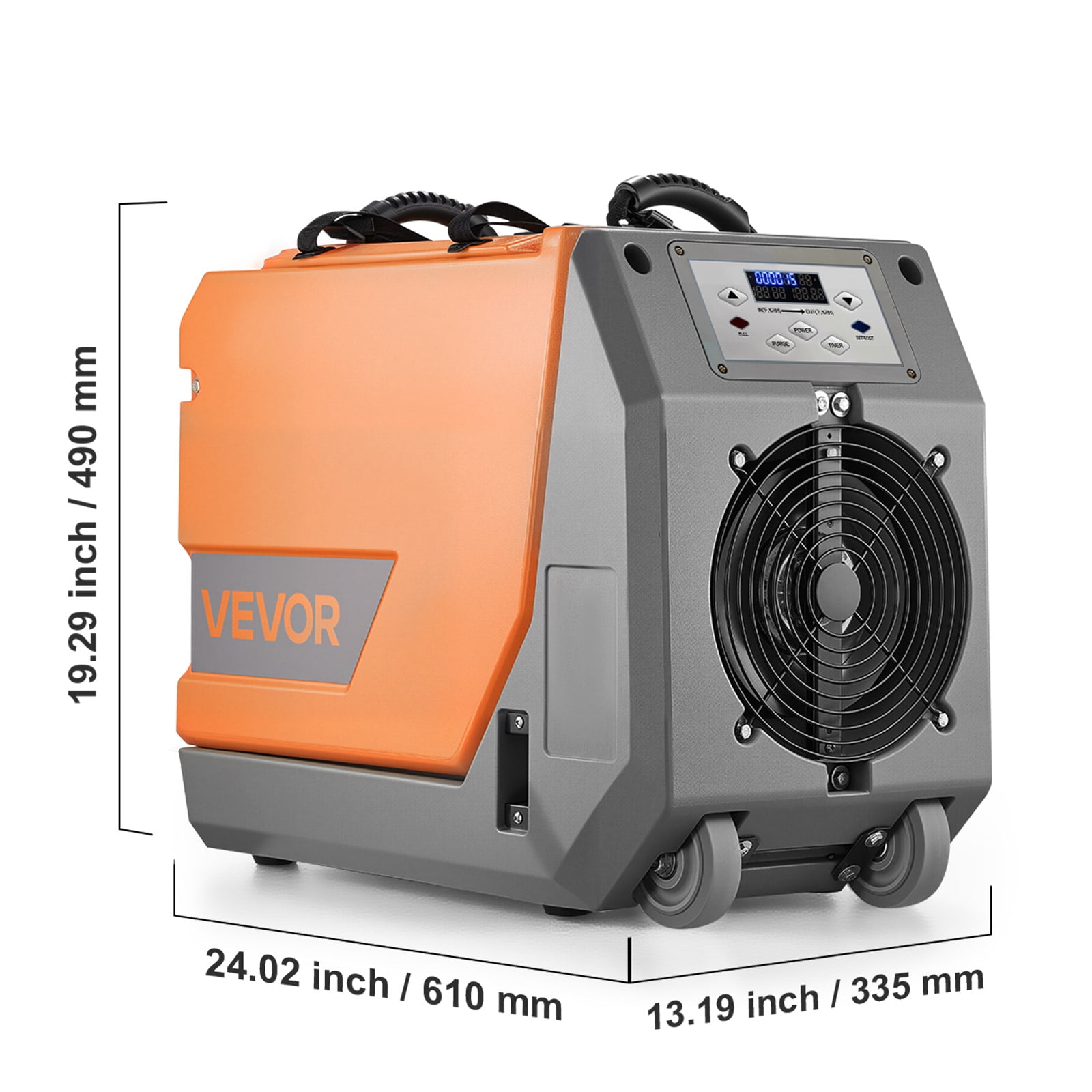 VEVOR 180 Pints Commercial Dehumidifier with Pump/Drain Hoses, Portable Crawl Space Dehumidifiers for Basement Storage Room Industrial Grade, Auto Defrost, Heavy-duty LLDPE,Foldable Handle