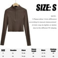 thumbnail image 4 of Women's Long Sleeve Round Neck Ribbed Fitted Crop Top Tee Shirt, Zipper Top, Solid color long sleeved T-shirt-Coffee&S, 4 of 5