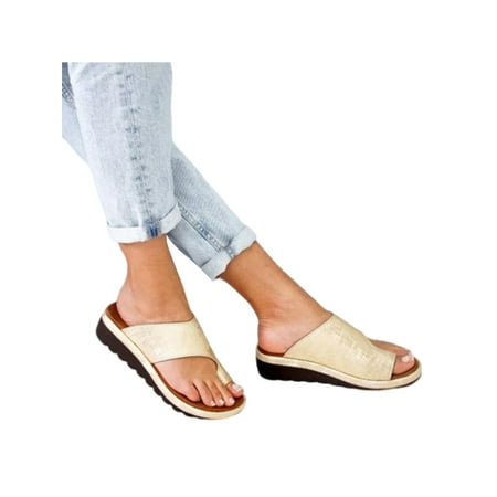 

Ritualay Ladies Memory Foam Low Wedge Sandals Summer Beach Fashion Strappy Gladiator Shoe
