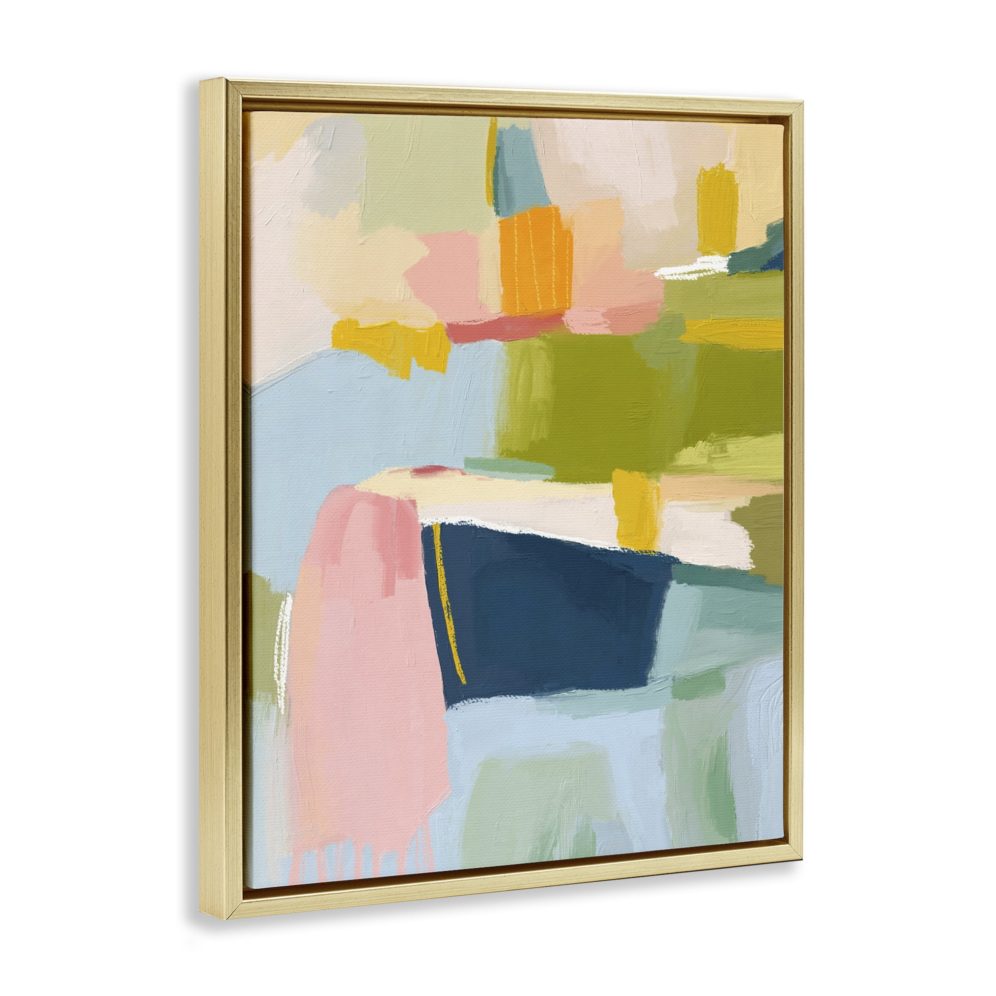 Stupell Industries Pastel Wonder Brushstrokes Gold Framed Floater Canvas Wall Art, design by Lisa Nohren