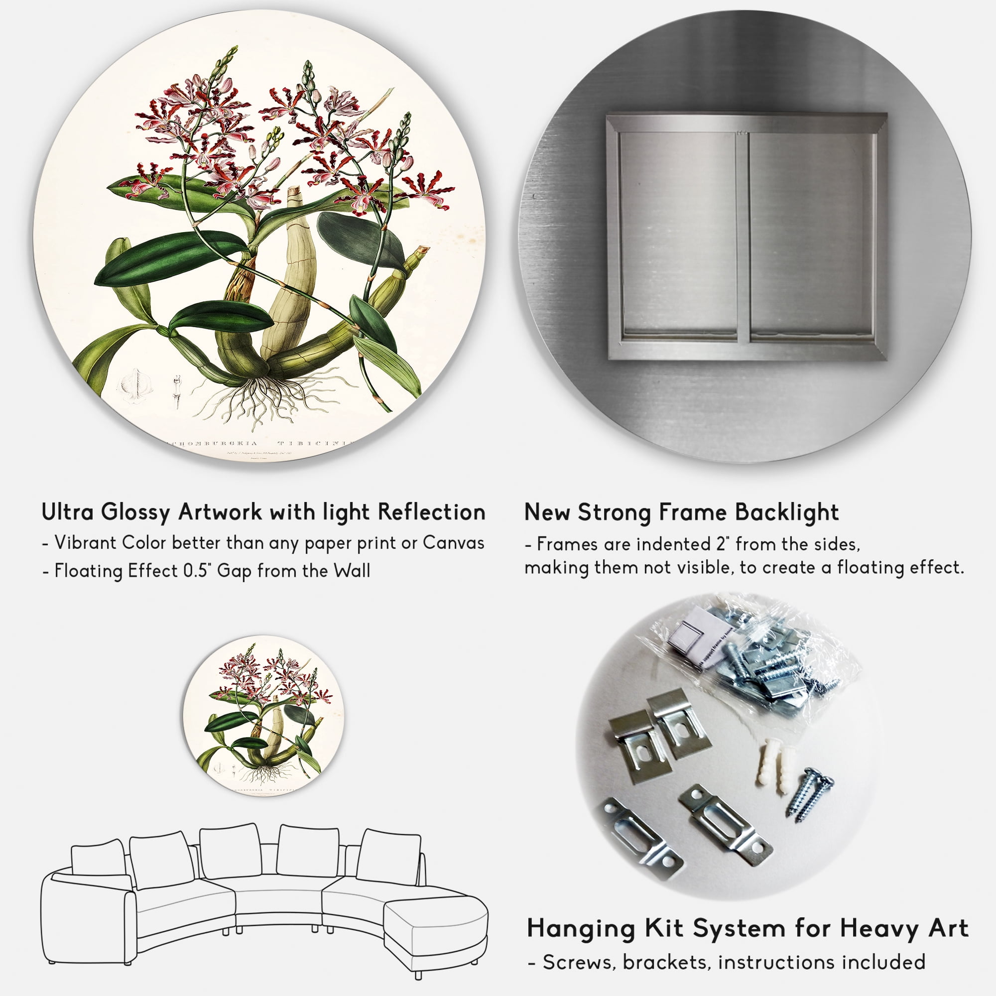 Designart 'Ancient Plant Life VII' Traditional Circle Metal Wall Art 11x11 - Disc of 11