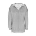 thumbnail image 6 of Long V-Neck Pullover Hoodies for Women, Drawstring Loose Sweatshirts with Pocket, Fall Casual Outerwear, 6 of 7
