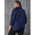 thumbnail image 2 of Eilly Bazar Plus Size Puffer Coat for Women Long Sleeve Drop Shoulder Female Dual Pockets Quilted Regular Length Coat Navy 3XL, 2 of 5
