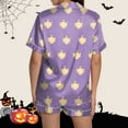 thumbnail image 6 of Hpapadks Halloween Womens Pajama Sets Satin Silk Pumpkin Graphic Short Sleeve Sleepwear 2 Piece Button Down Top and Shorts Womens Pjs Sets Purple, 6 of 7