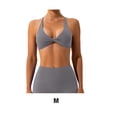 thumbnail image 3 of Hi,Fancy 1 Set Chinlon Nylon Sports Underwear Solid Color Replacement Breathable Wire Free Running Jogging Bodybuilding Vest Bra Silver Grey M, 3 of 6