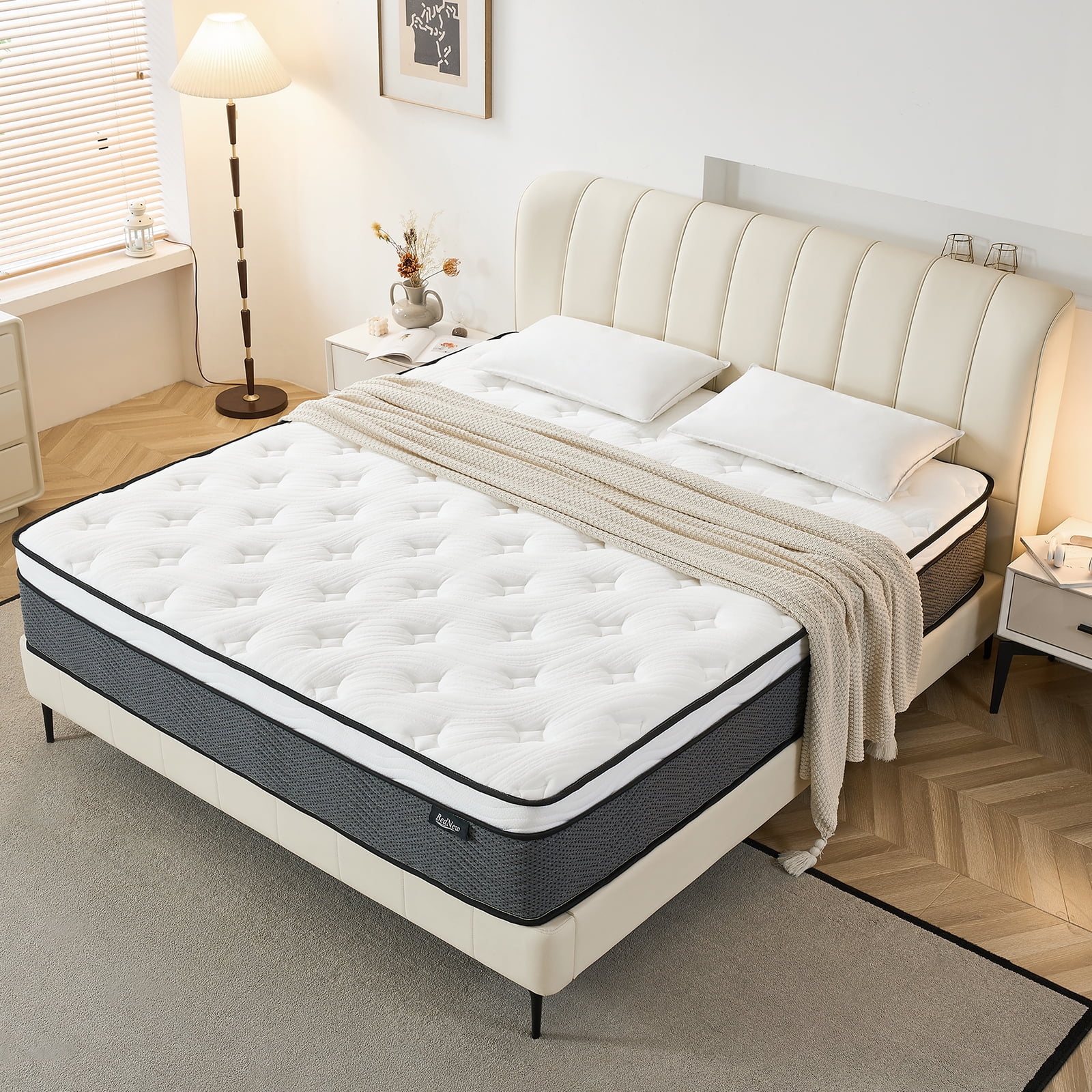 King Mattress, BedNew 12 inch Hybrid Gel Memory Foam Mattress in a Box, Medium Firm, Fiberglass Free