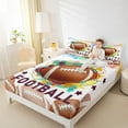 thumbnail image 4 of Feelyou Watercolor Rugby Child Full Size Sheets, Cartoon Stars Graffiti Bed Sheets, Est Sleep Sports Sheet Sets, Breathable Home Decor, 4-Piece, 4 of 7