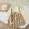 thumbnail image 2 of Miluxas Girl's Mock Neck Long Sleeve Flower Front Overall Dress Khaki 1-2 Years, 2 of 6