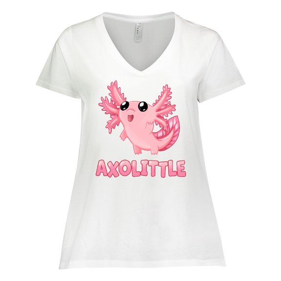 Inktastic Axolittle- cute baby axolotl Women's Plus Size V-Neck T-Shirt