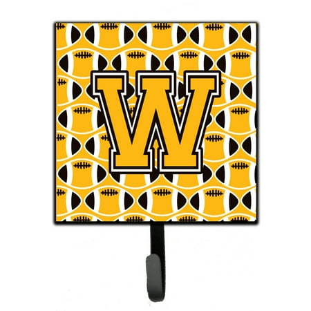 

Carolines Treasures CJ1080-WSH4 Letter W Football Black Old Gold and White Leash or Key Holder 7Hx4.25W multicolor
