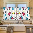 thumbnail image 2 of Yayeee Kitchen Curtains Tier Set of 2 Light Filtering 57"x24" Over Sink Window Panels, Red Triangles, 2 of 7