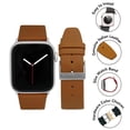thumbnail image 3 of Bandini Womens Slim Leather Bands for Apple Watch Band 40mm 41mm 38mm for Women, Leather iWatch Band Strap for Apple Watch Series 9 8 7 6 5 4 3 2 1 SE - Burgundy / Gold, 3 of 8