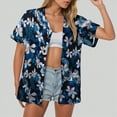 thumbnail image 2 of TOWMUS Women's Plus Size Hawaiian Shirts Short Sleeve Casual Floral Button Down Shirt Tropical Beach Blouse Summer Top, 2 of 6