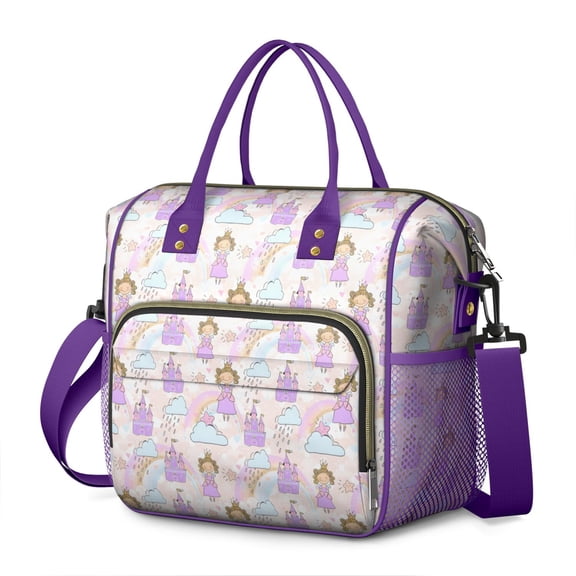 Princess Rainbow Castle Pattern Womens Lunch Box for Work,Insulated Large Lunch Bag for Tween and Teen,Loncheras Para Mujer,Leakproof Adult Lunch Bag for Work,Beach,Travel,Picnic,Camping