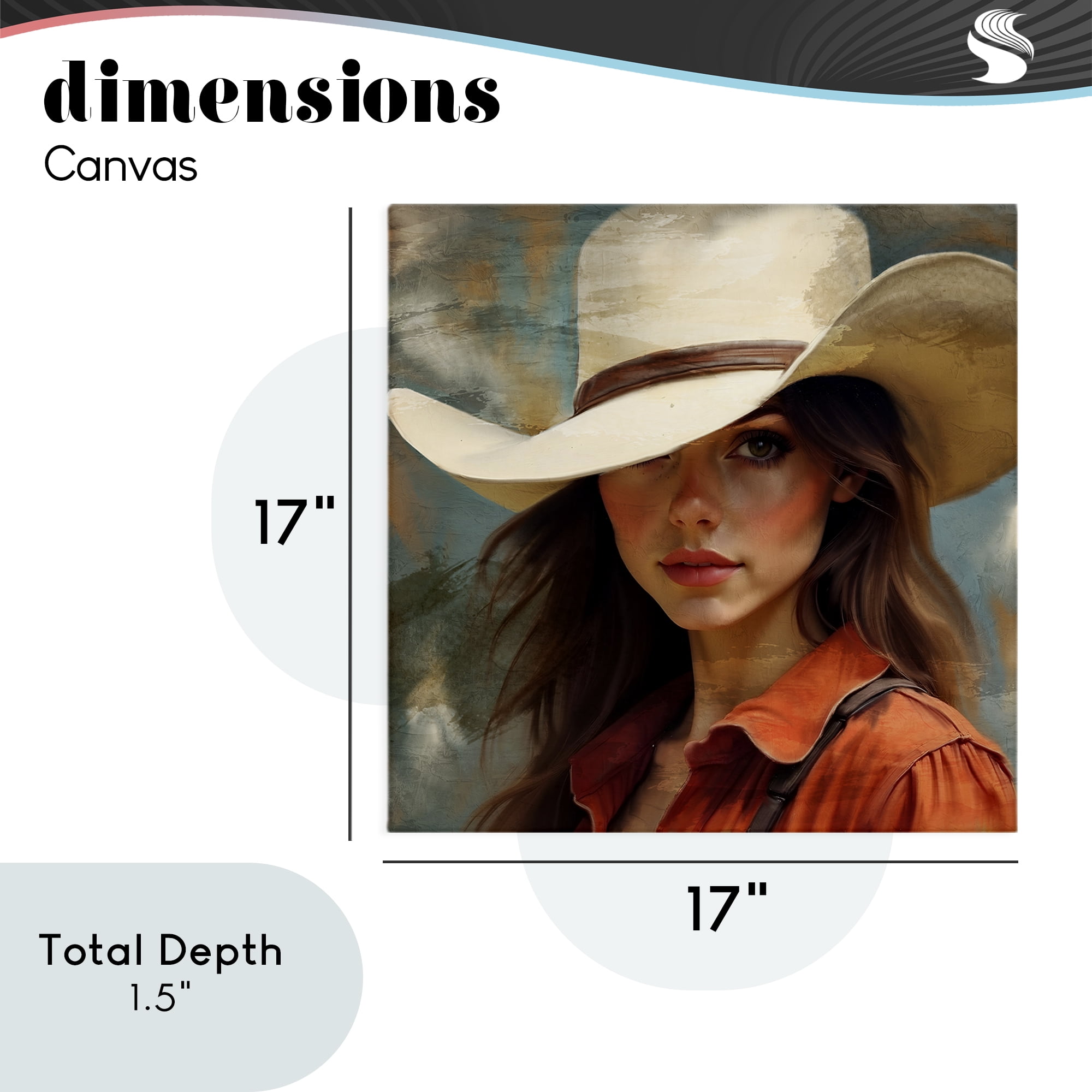 Cowgirl Gaze Beneath Hat Canvas Wall Art, design by Kim Allen