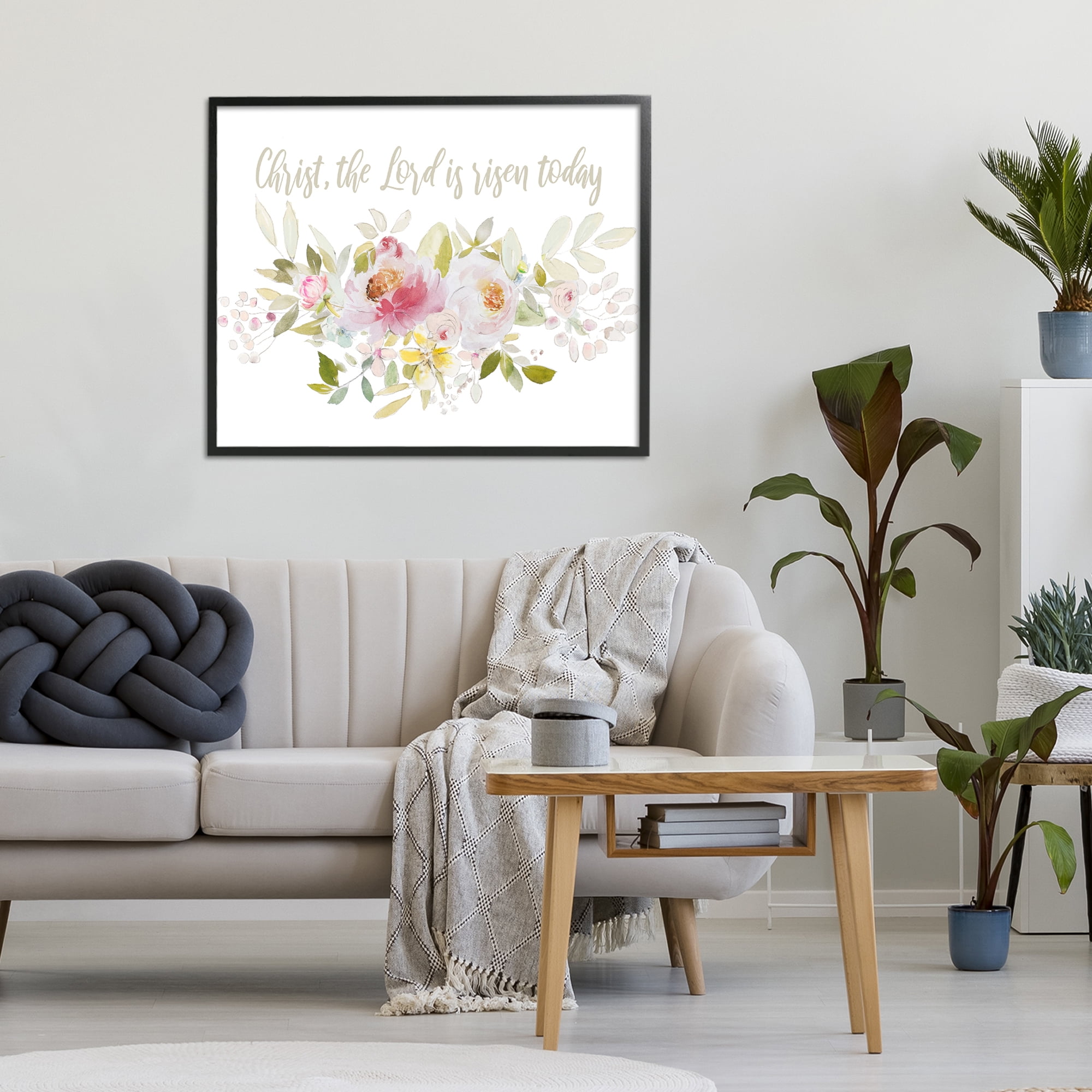 Stupell Industries The Lord Is Risen Florals Black Framed Giclee Art, design by Patricia Pinto