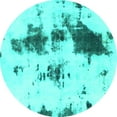 thumbnail image 1 of Ahgly Company Indoor Round Abstract Turquoise Blue Modern Area Rugs, 4' Round, 1 of 4