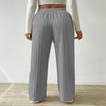 thumbnail image 5 of LYMAYTER Women Wide Leg Pants Ribbed Knit Lounge Pants for S-2XL Solid Color Elastic Waist Loose Trousers, 5 of 7