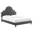 thumbnail image 2 of Modway Gwyneth Performance Velvet Queen Platform Bed in Charcoal, 2 of 10