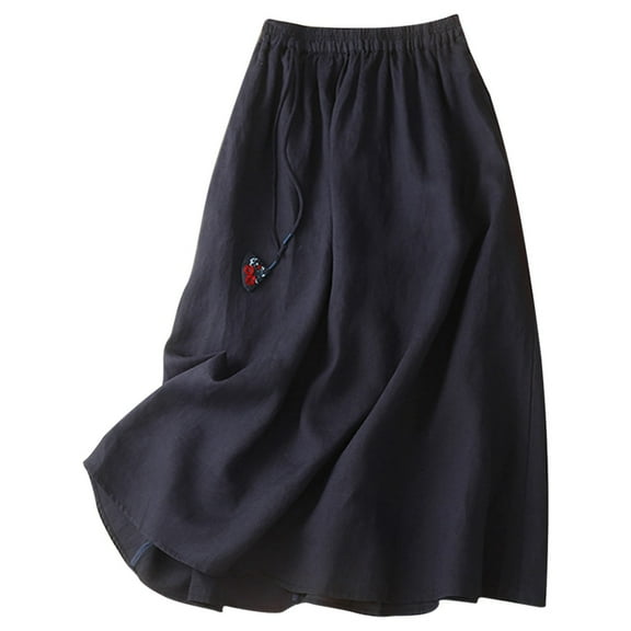 Sngxgn Skirts for Women Pleated Skirts with High Waisted(Navy,XL)