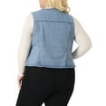 thumbnail image 3 of Agnes Orinda Plus Size Denim Jackets for Women Sleeveless Utility with Pocket Jean Denim Vests, 3 of 5