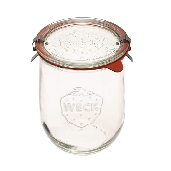Frasco de vidrio WECK 745 tipo tulipán de 1 L, boca ancha con tapa