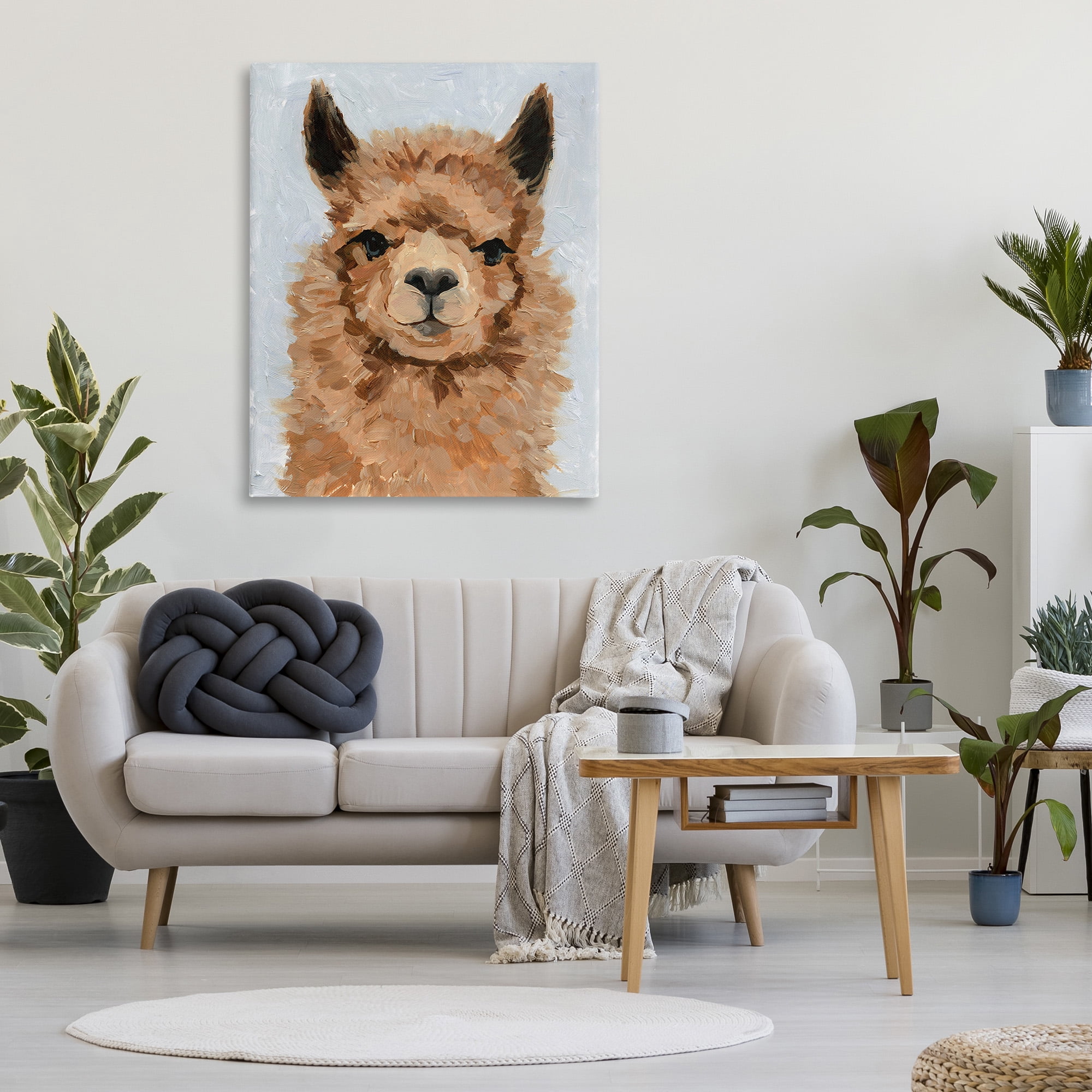 Stupell Industries Fuzzy Llama Painting Animals & Insects Painting Gallery Wrapped Canvas Art Print Wall Art, 36 x 48