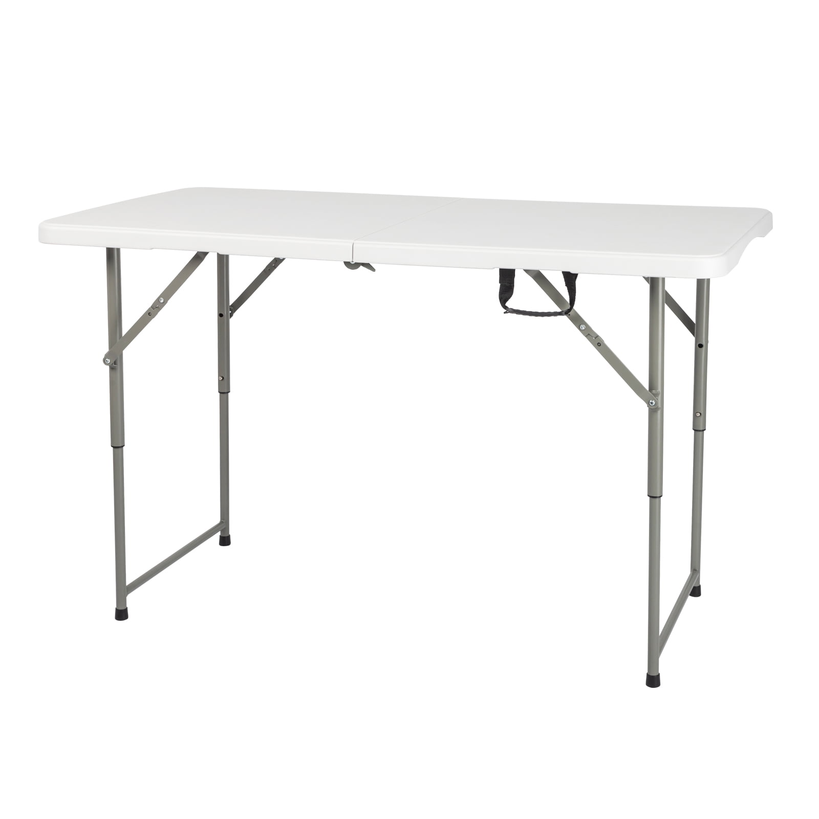 4FT Foldable Liftable HDPE Patio Table Sturdy Steel Legs Adjustable Height Outdoor Garden Space Saving Portable Dining Side Table