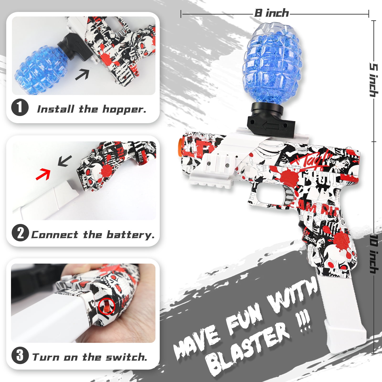 BIU BLASTER Gel Ball Blaster Splatter Blaster Highly Assembled Splat Blasters for Ages 14+ years