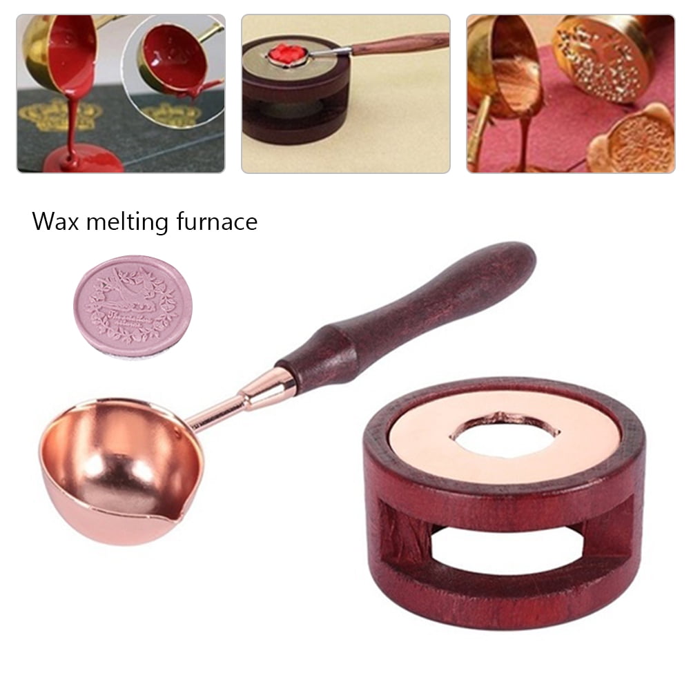 Vintage Wax Seal Stamp Warmer Furnace Stove Pots Melting Spoon Kit Tools Stamp 