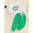thumbnail image 4 of Elippeo Toddler Boys Ireland Festival Outfits 3M 6M 12M 18M 24M 3Y Letter Print Long Sleeve Sweatshirts and Long Pants 2Pcs Clothes Set, 4 of 10