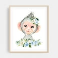 thumbnail image 2 of Monkey, Jungle Animals, Safari Animals, Blue Flowers, Boy Nursery - Illustration Watercolor Animal Floral Whimsical Flowers Botanical Unframed Wall Art Print 18 x 24 inches, 2 of 13