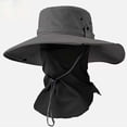 thumbnail image 4 of XIAOCHA Mens Detachable‑Mask Boonie Hat Solid Sun Hat Outdoor Wide‑Brim Hat,OTHER4, 4 of 6