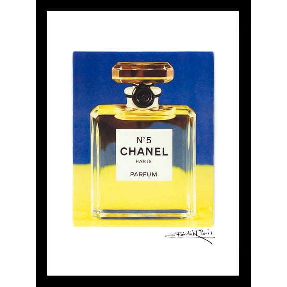 Venice Beach Collection's Bold Blue & Yellow Fashion Perfume Bottle 14x18 Framed Print