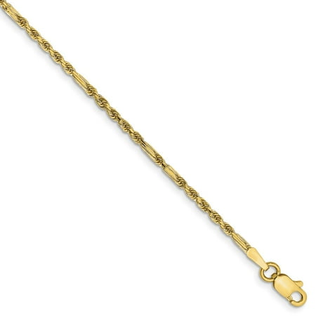 - 2mm, 14k Yellow Gold, Diamond Cut, Milano Rope Chain Bracelet, 8 Inch