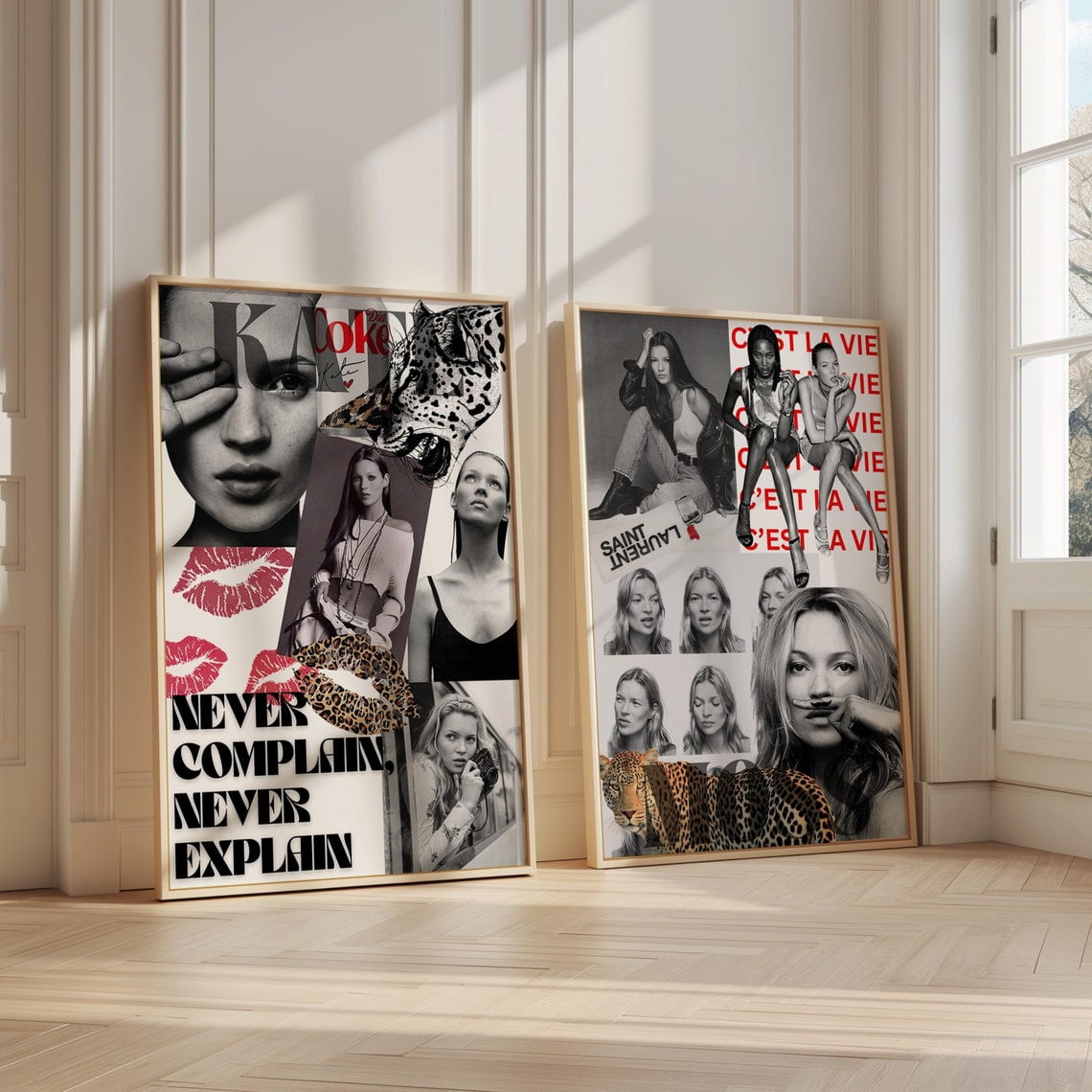 Kate Moss Collage Poster - Fashion Poster - Y2K Moodboard Wall Art - Trendy Vintage Kate Moss Vision Board Posters, Set 2, Poster Only