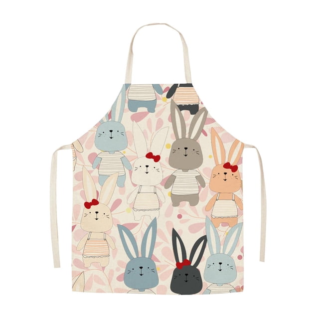 Easter Home Printing Linen Imitation Apron Kitchen Fouling Multi Functional Apron