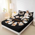 thumbnail image 3 of Homewish Warm Halloween Witch Ghost Bed Sheets,Pumpkin Lantern Pattern Full Size Sheets,Black Orange,4-Piece,1 Flat Sheet,1 Fitted Sheet and 2 Pillowcases, 3 of 6
