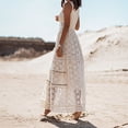 thumbnail image 4 of Jane Wardrobe Women’S Boho Lace Sleeveless V Neck Maxi Dress, Crochet Trim Tiered Flowy A-Line Long Dress With Tassel Detail, Premium Soft Lace Fabric, 1pc, Sizes S M L XL, 4 of 5