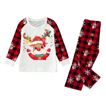 

WANYNG Christmas Pajamas For Family Matching Christmas Family Pjs Sets Xmas Print Pjs Plaid Holiday Sleepwear Pajama Family Set New Year plus Size Pajamas for Women Christmas Family
